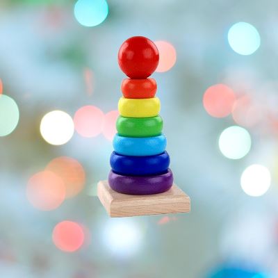 Jouet en Bois - WoodenToys™ - Tour arc - en - ciel - Jeux Jouets Happy