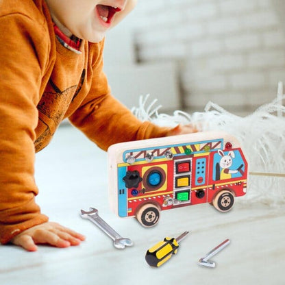 Tableau Montessori - BusyBoardCircuit™ - Autobus scolaire - Jeux Jouets Happy