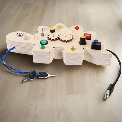 Tableau Montessori - BusyBoardCircuit™ - Dinosaure - Jeux Jouets Happy